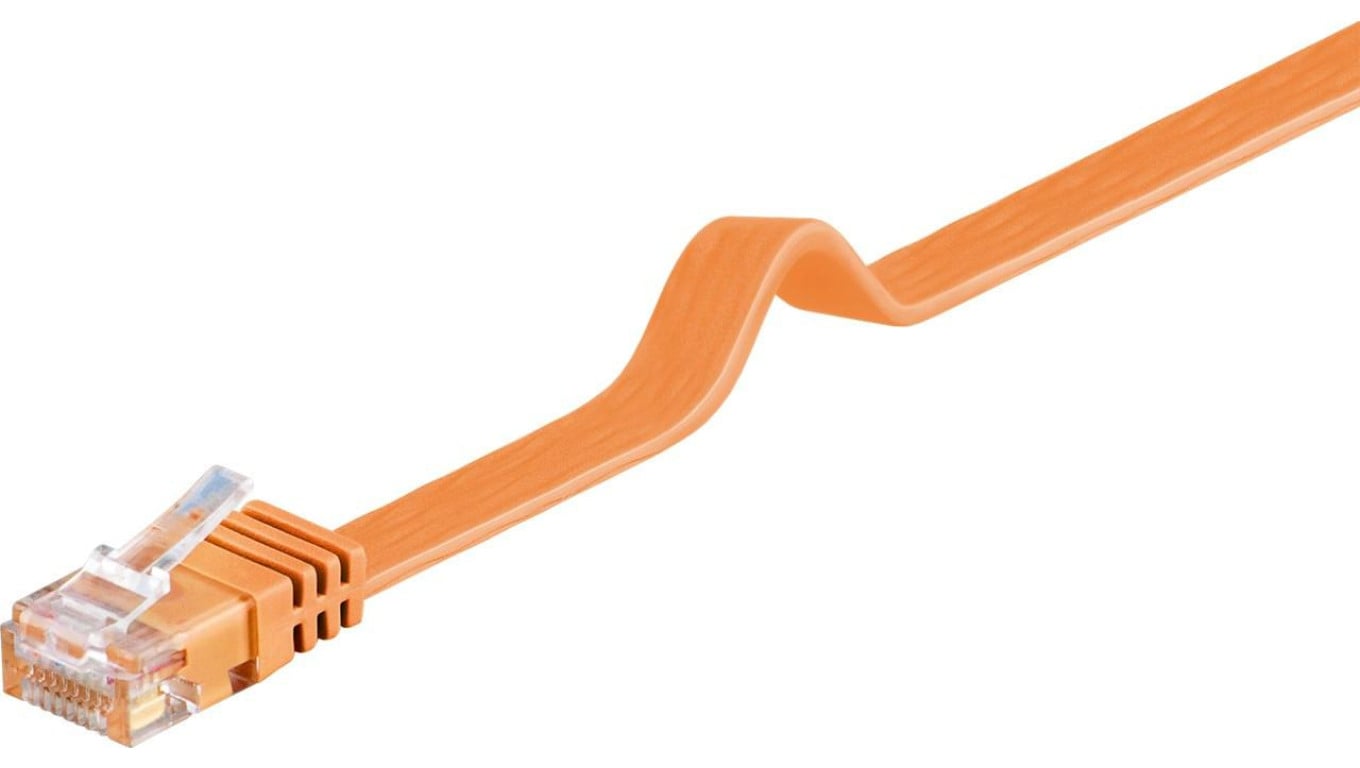 CAT 6Płaska Kabel połączeniowy,U/UTP, Pomarańczowy - Długość kabla 1 m