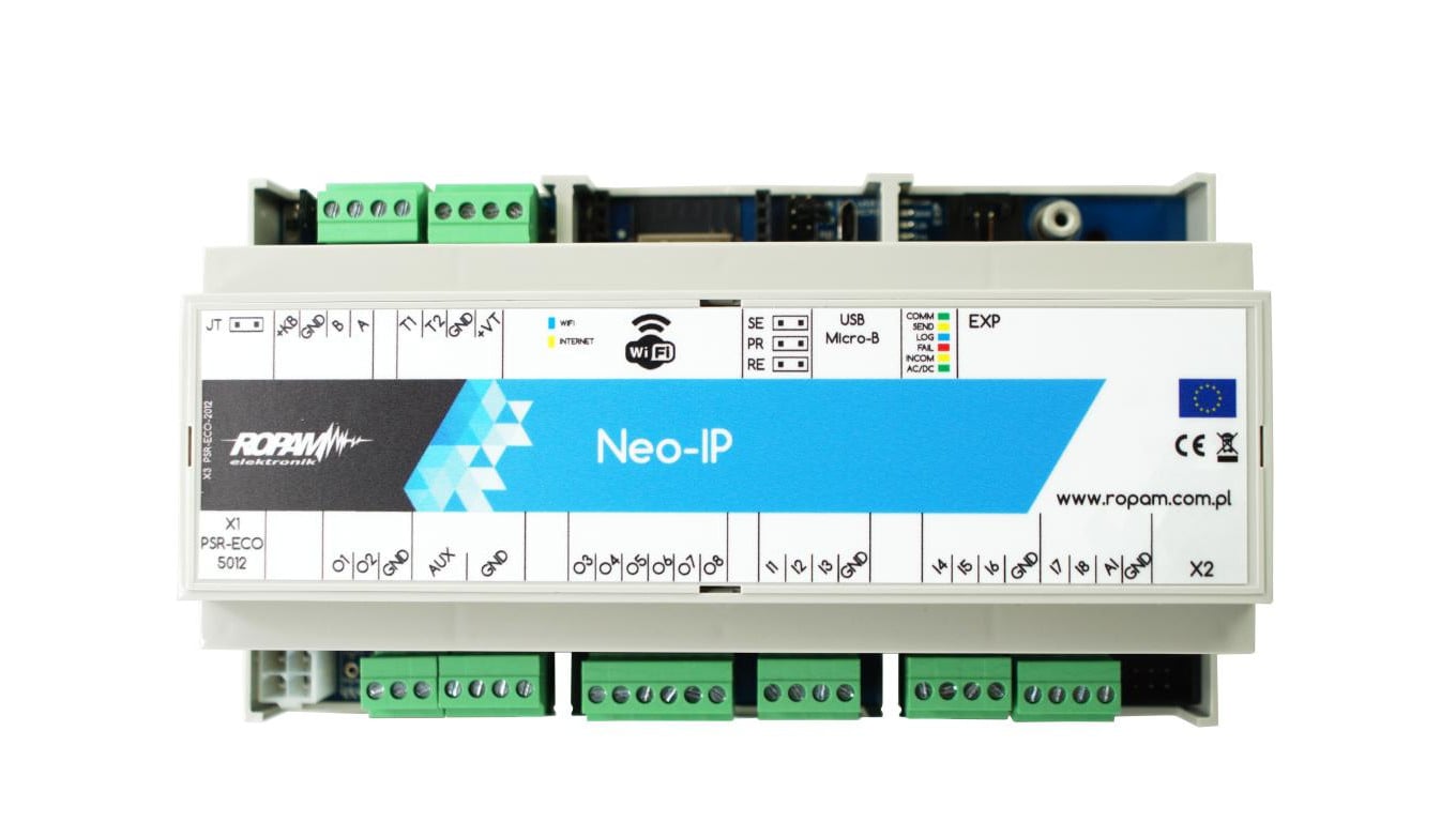 Centrala alarmowa Neo-IP-D9M, WiFi, 2 strefy, 8-32 wejść, 8-24 wyjść, 12VDC