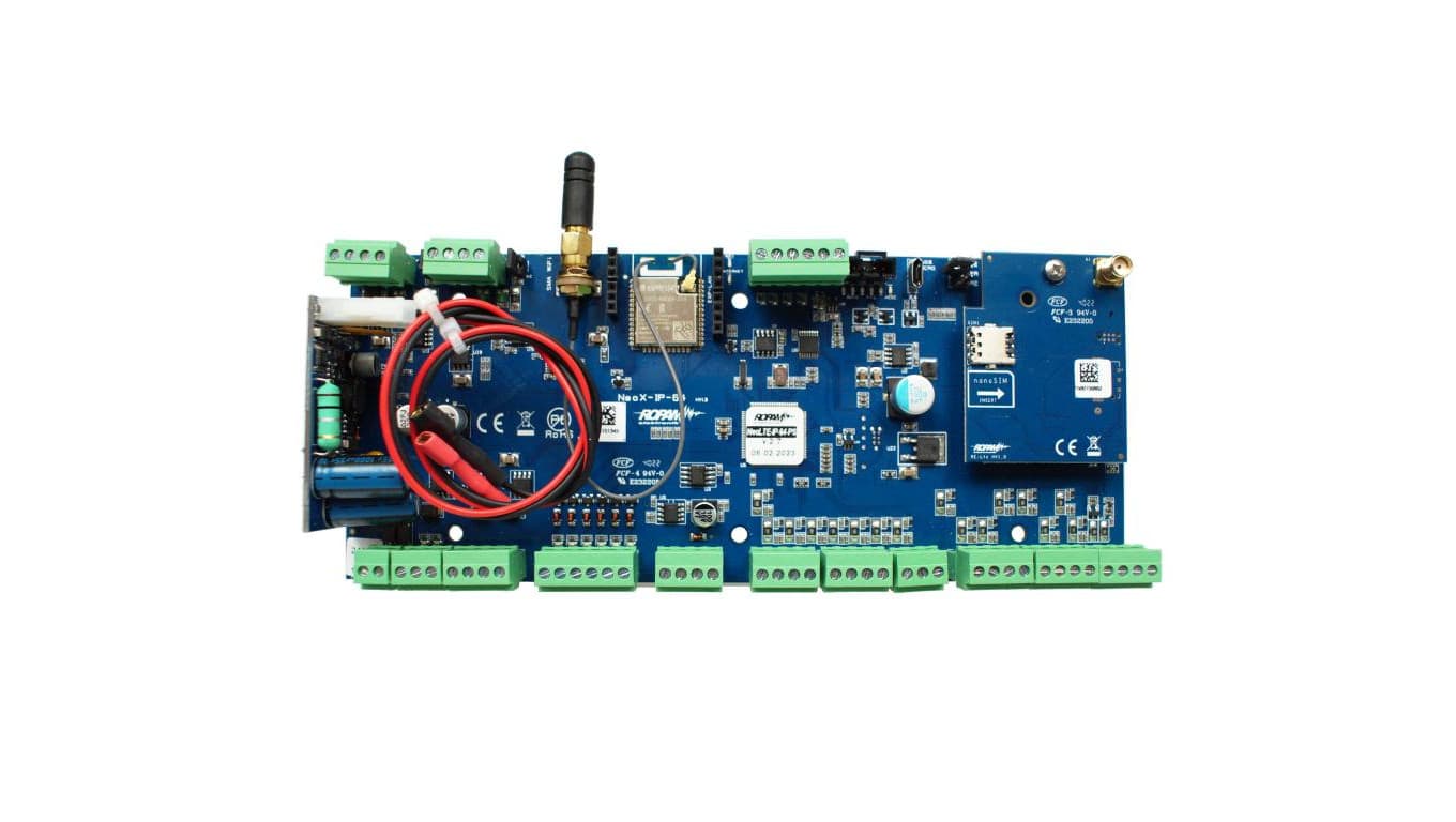 Centrala alarmowa NeoLTE-IP-64-PS, LTE + WiFi, 4 strefy, 16-64 wejść, 8-40 wyjść, 24V DC