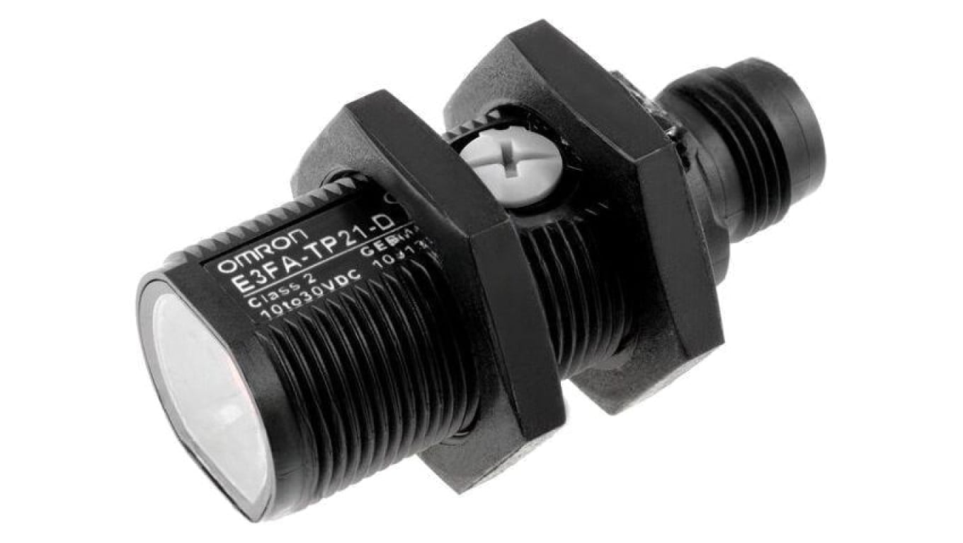 Czujnik fotoelektryczny, NPN, nadajnik-odbiornik, 0,1A, M12 męski, M18, 0...20m, IP67 E3FA-TN21