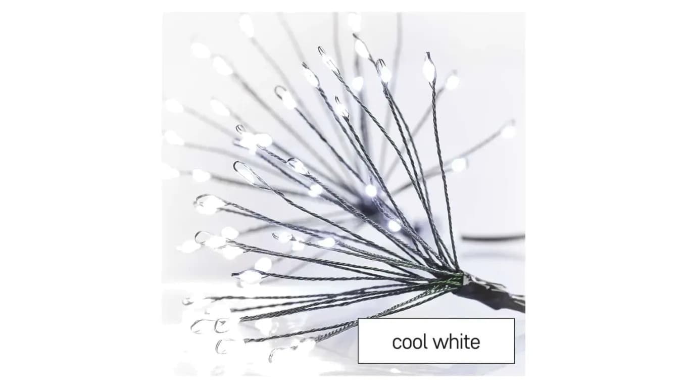 Dekoracje - 300 LED 5,2 m nano łezki frędzle zimna biel, zielony przewód, IP20, timer D3AC09