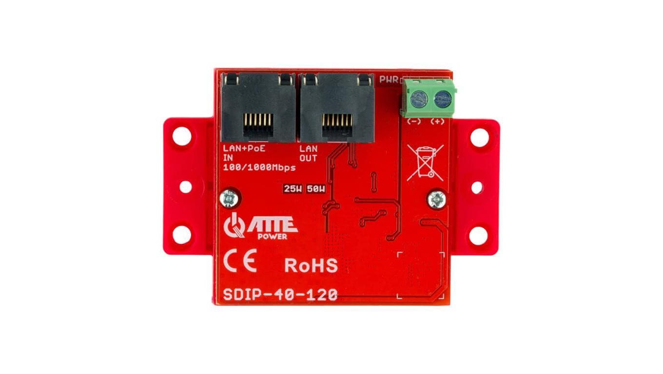 Gigabitowy adapter PoE z przetwornicą obniżającą napięcie do 12 V 2xRJ45 (1xPoE+ IN, 1xLAN OUT) 10/100/1000Mb/s + 1x DC 12V ATTE