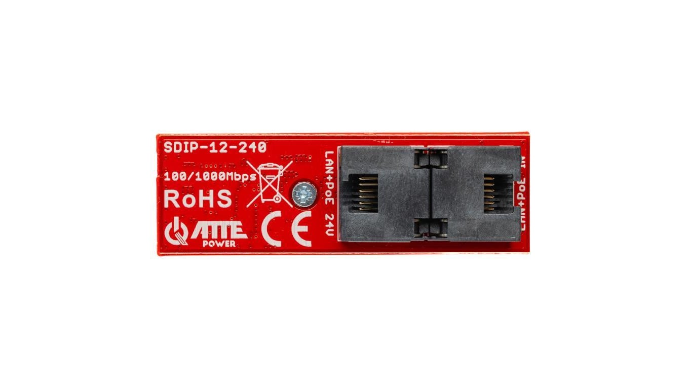 Gigabitowy adapter PoE z przetwornicą obniżającą napięcie do 24 V 2xRJ45 (1 x PoE IN, 1x PoE OUT) 10/100/1000Mb/s IP20 ATTE