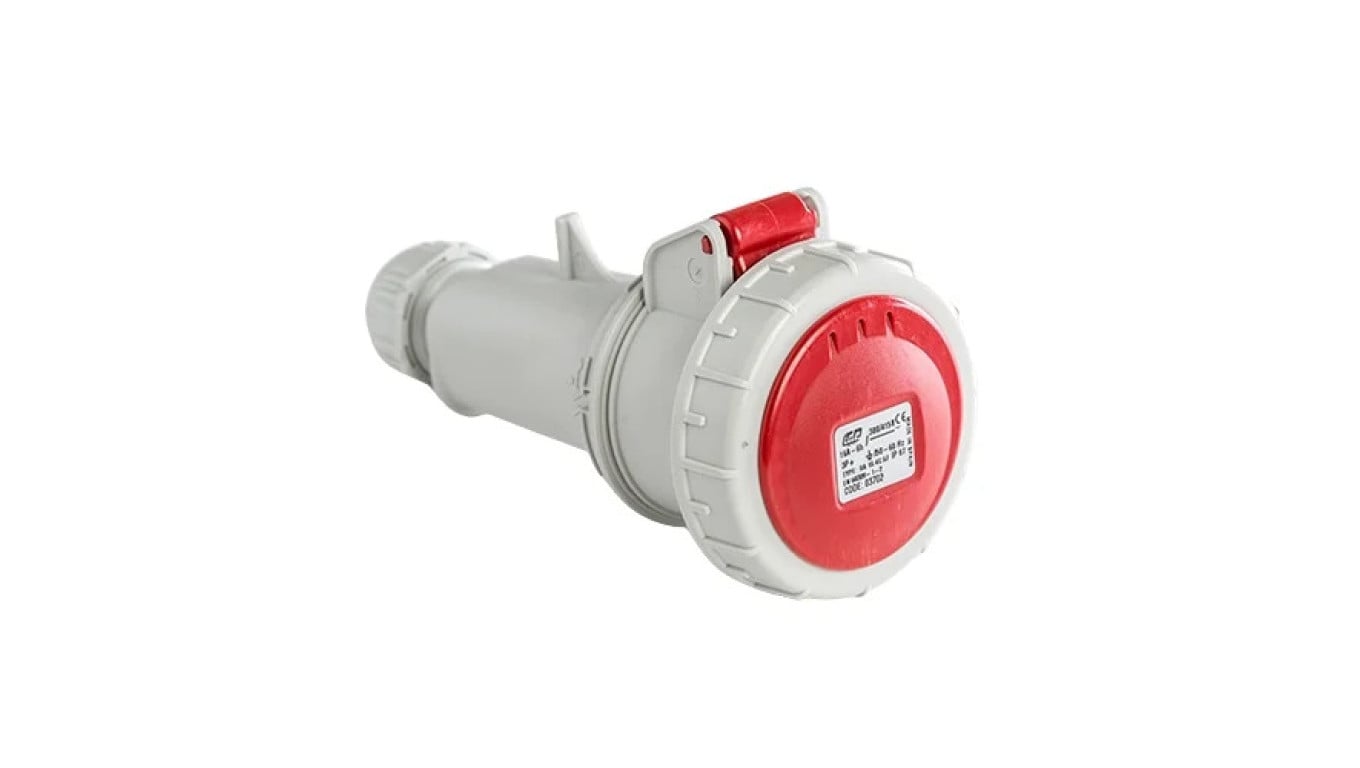 Gniazdo przenośne 16A 4P (3P+E) 400V 16A 6H - czerwone IP67
