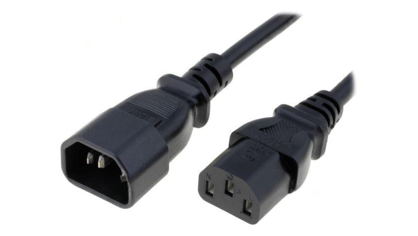 Kabel: 3x0,75mm2, IEC C13 żeński,IEC C14 męski, 0,5m LT501+602 H05VV-F 3X0.75 BLK 0.5M