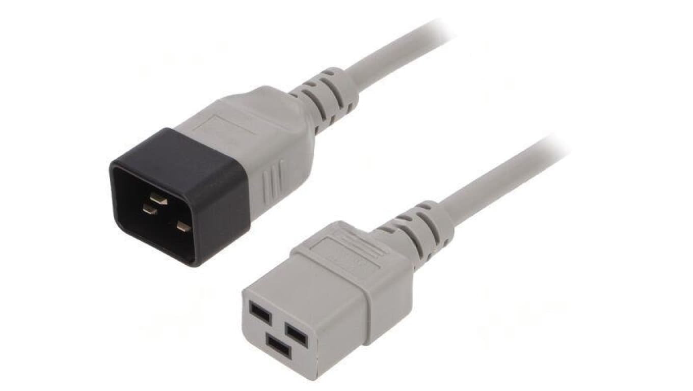 Kabel: 3x1,5mm2, IEC C19 żeński,IEC C20 męski, 1,8m LT-550+549 H05VV-F 1.5/3C GRY 1.8M