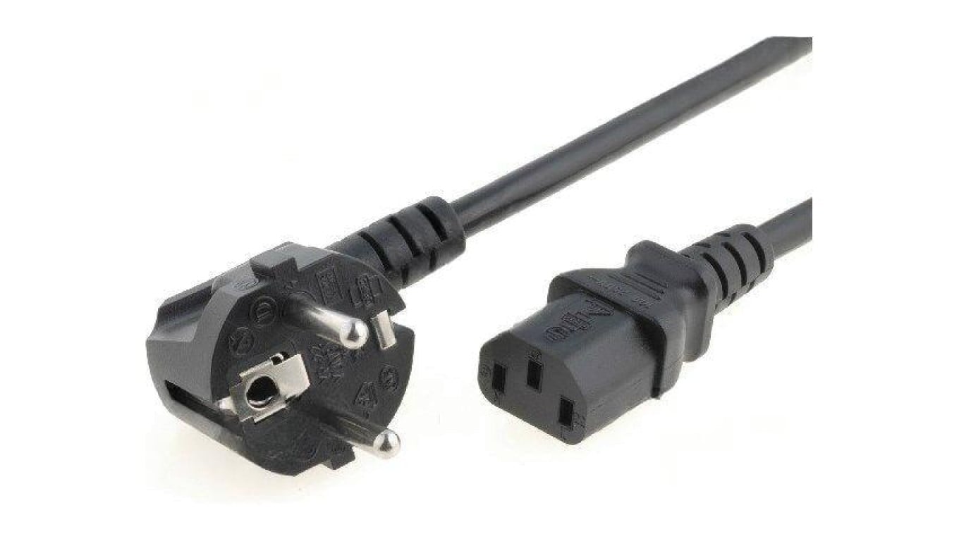 Kabel: 3x1mm2, CEE 7/7 (E/F) wtyk kątowy,IEC C13 żeński LT-322+501 H05VV-F 3X1.0 1.5M BLK