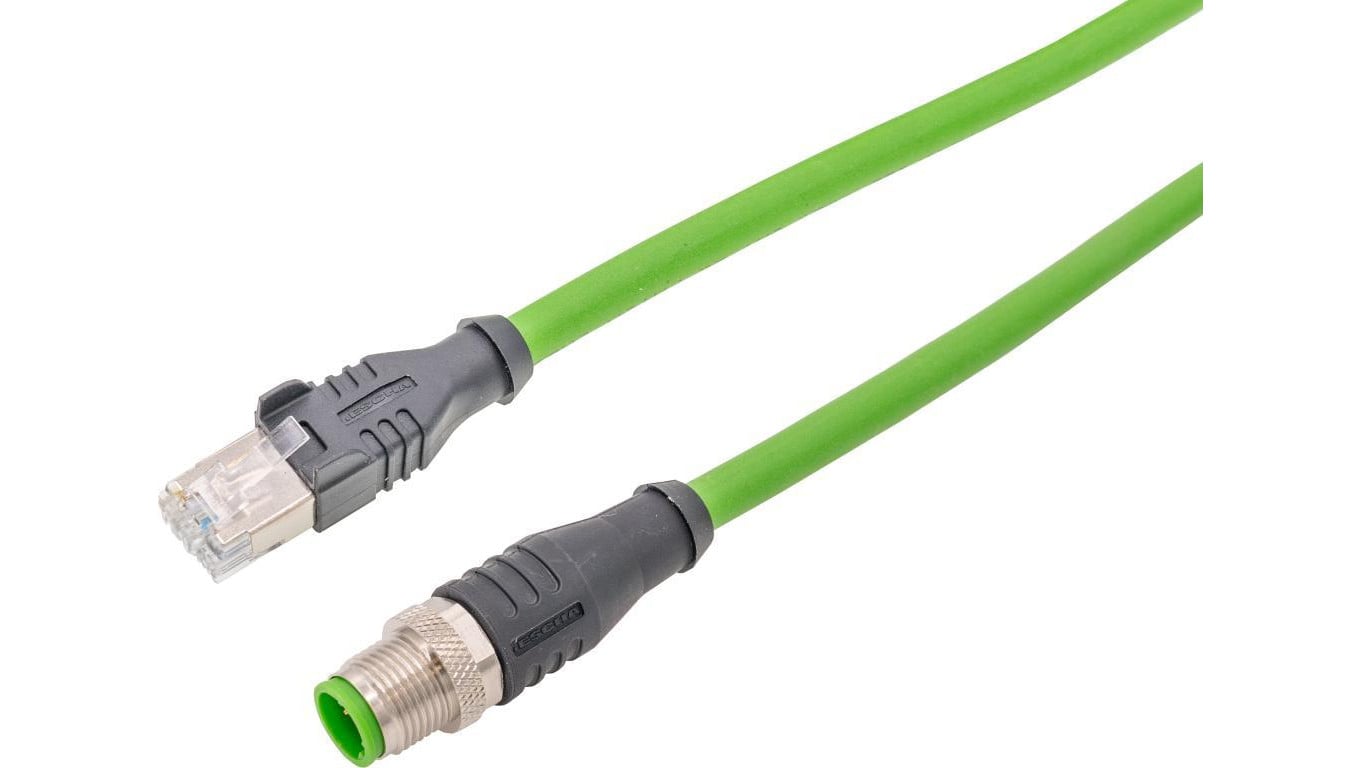 Kabel danych kabel połączeniowy 10 m wtyczka M12 4-stykowa prosta kodowanie D wtyczka RJ45 8-stykowa prosta 4x0,34 mm² VKA08F26