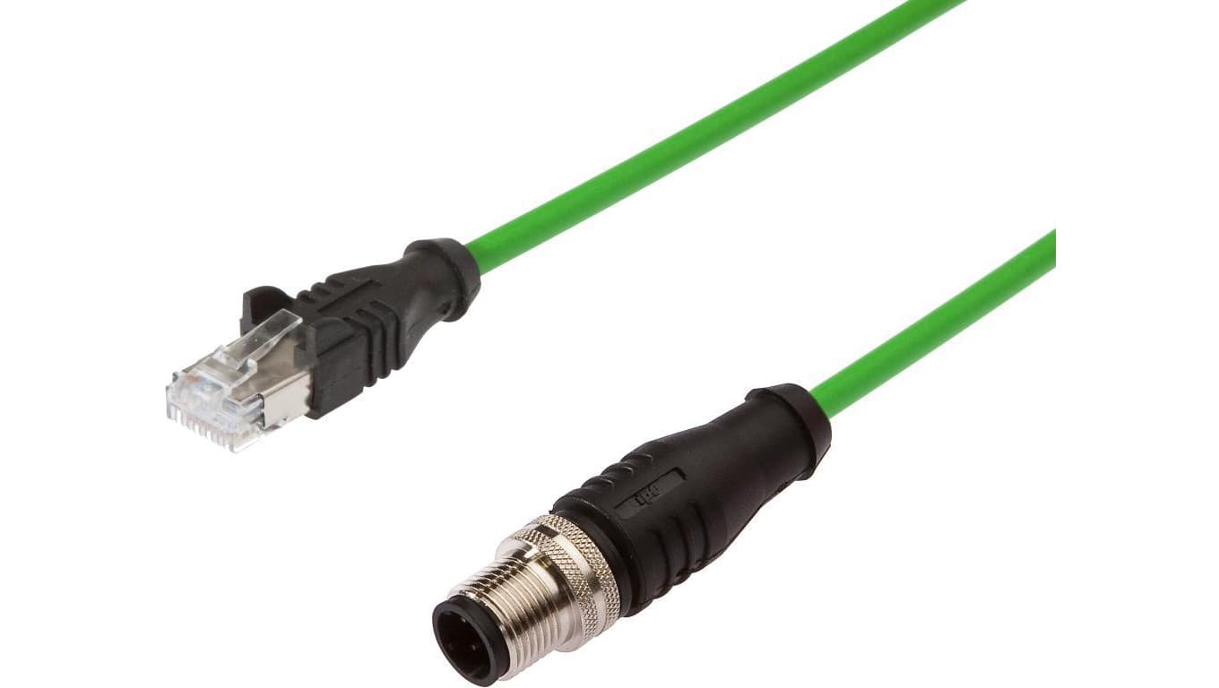 Kabel danych kabel połączeniowy 2 m wtyczka M12 8-stykowa prosta kodowanie A wtyczka RJ45 8-stykowa prosta 8x0,14 mm² VK208P25