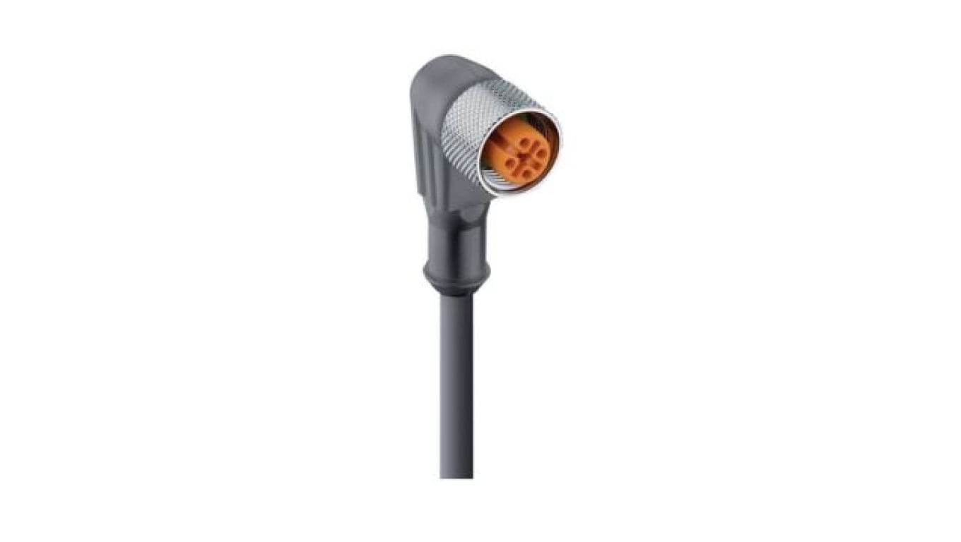 Kabel konfekcjonowany jednostronnie złącze żeńskie kątowe 4-PINowe kodowanie A 2xLED PUR czarny RKWT/LED F 4-225/2 M