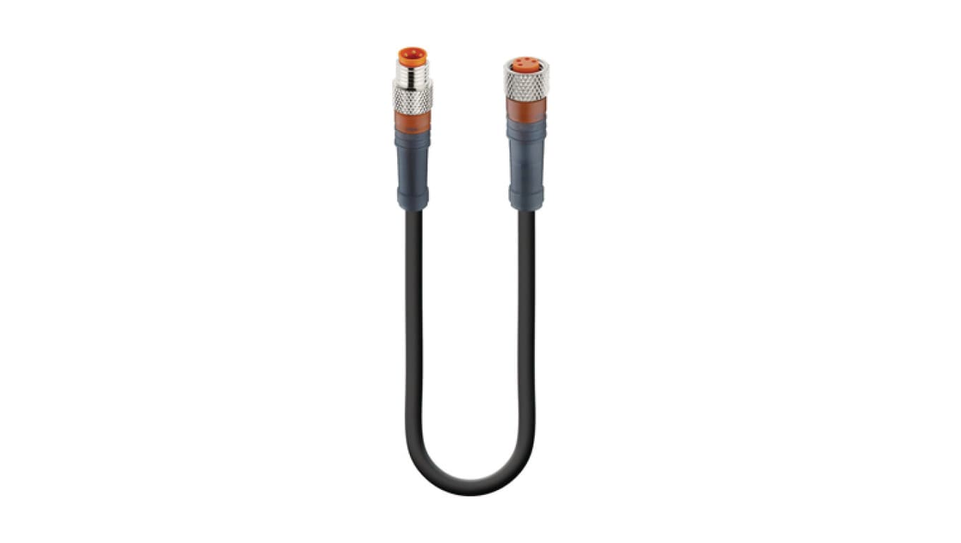 Kabel konfekcjonowany obustronnie zakończony złącza M8 męskie żeńskie proste 3-PINowe gwintowane RSMV 3-RKMV 3-224/0,3 M