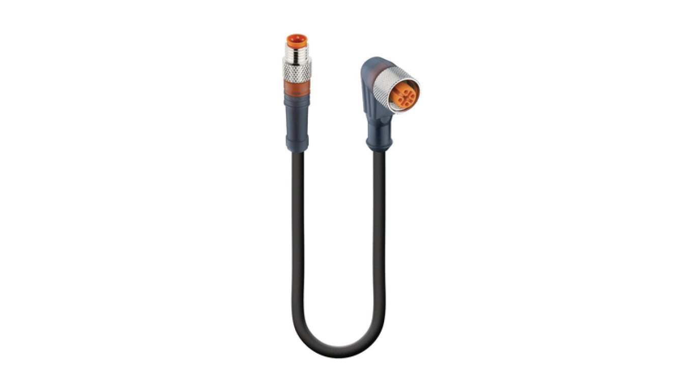Kabel konfekcjonowany obustronnie złącza M12 męskie kątowe M8 żeńskie proste 3-pinowe z kablem 0,6m RSMV 3-RKWT/LED A 4-3-260/0,