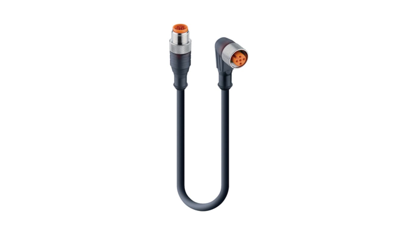 Kabel konfekcjonowany obustronnie złącza M12 męskie proste żeńskie kątowe 5-PINowe PUR czarny RST 5-RKWT/LED P 5-228/0,6 M