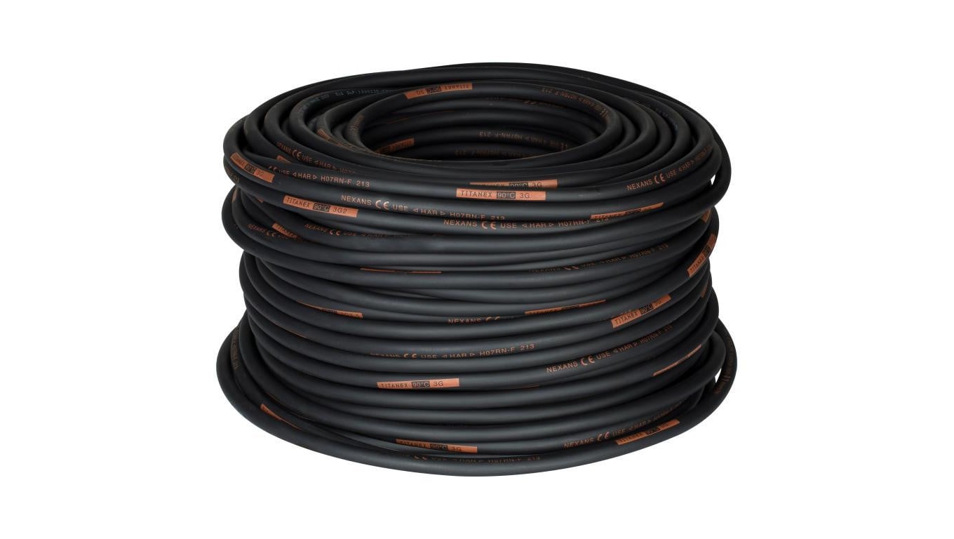 Kabel przemysłowy gumowy TITANEX OnPD / H07RN-F 3x4mm2 czarny 450/750V zewnętrzny olejoodporny linka Nexans /100m/