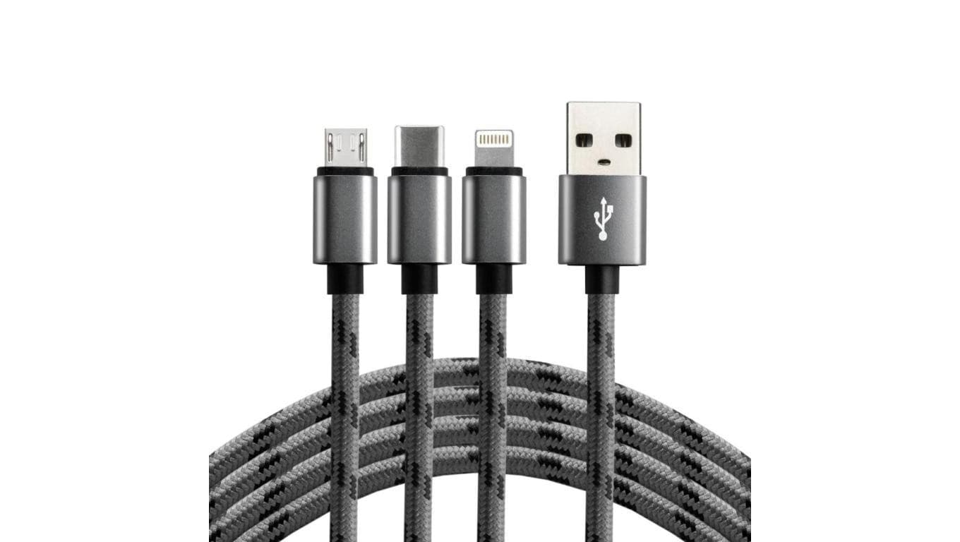 Kabel przewód USB 3w1 - USB-C, Lightning, micro USB 120cm everActive CBB-1.2MCI do 2.4A