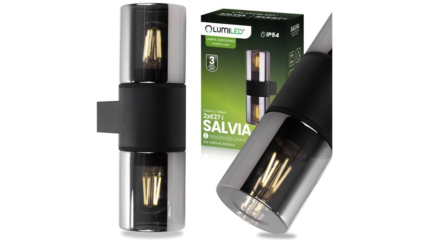 Lampa Ogrodowa Ścienna Zewnętrzna Kinkiet Elewacyjny 2x E27 SALVIA LUMILED