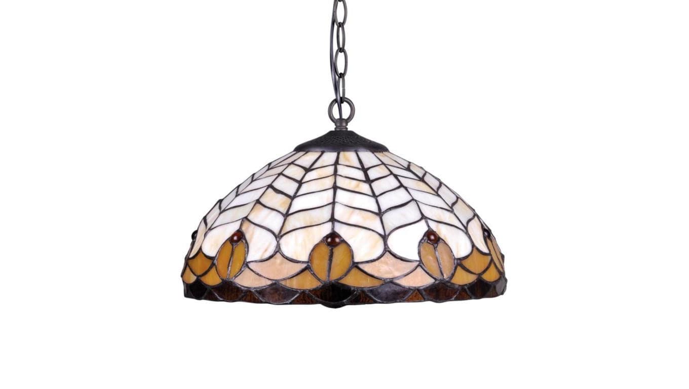 Lampa wisząca SARGAN witrażowa , gwint E27, klosz połączenie metalu i szkła K-P161551 Kaja Lighting