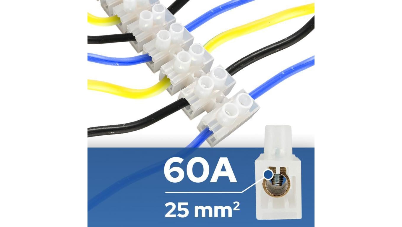 Listwa zaciskowa LTF 12-torowa do 25mm² 60A biała HOROZ 10szt.
