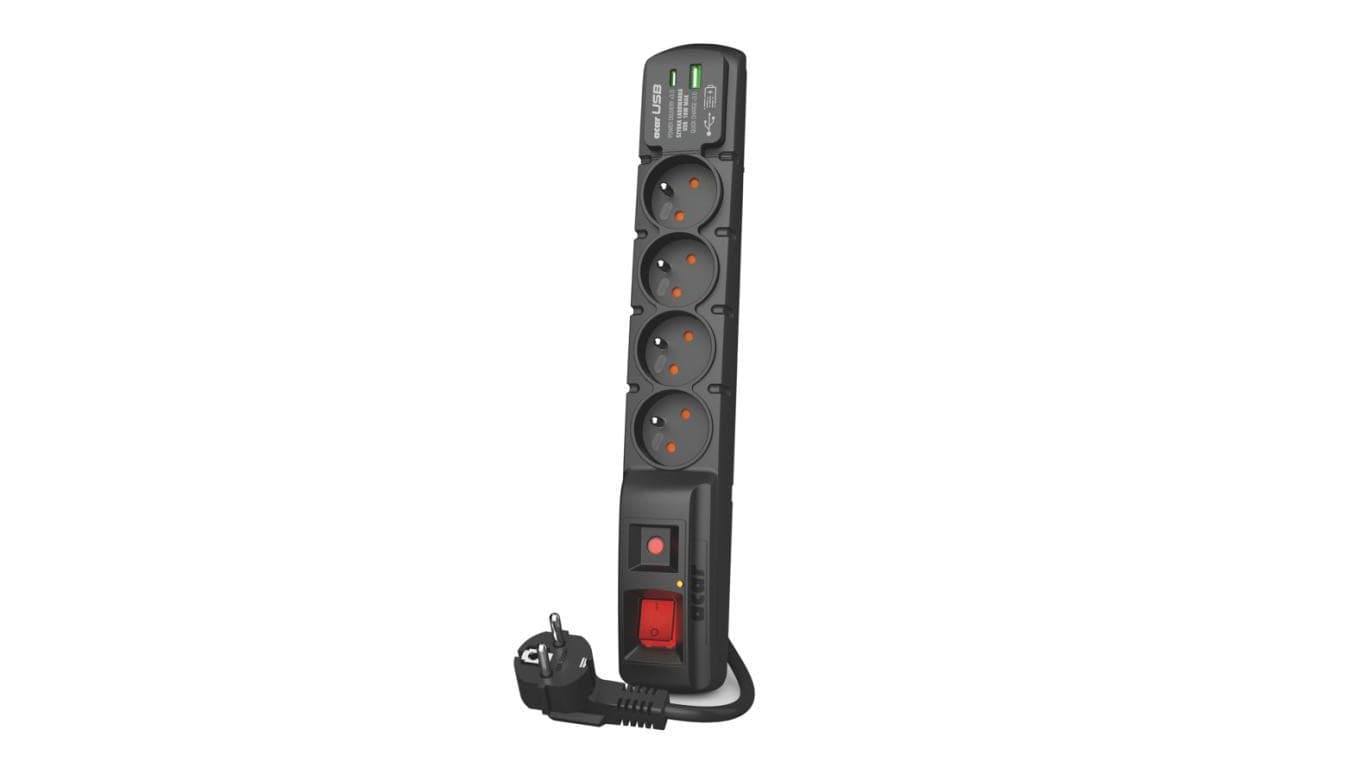 Listwa zasilająca ACAR F4 USB A+C 5M 4X 230V PL PD 3.0 QC czarna W2441