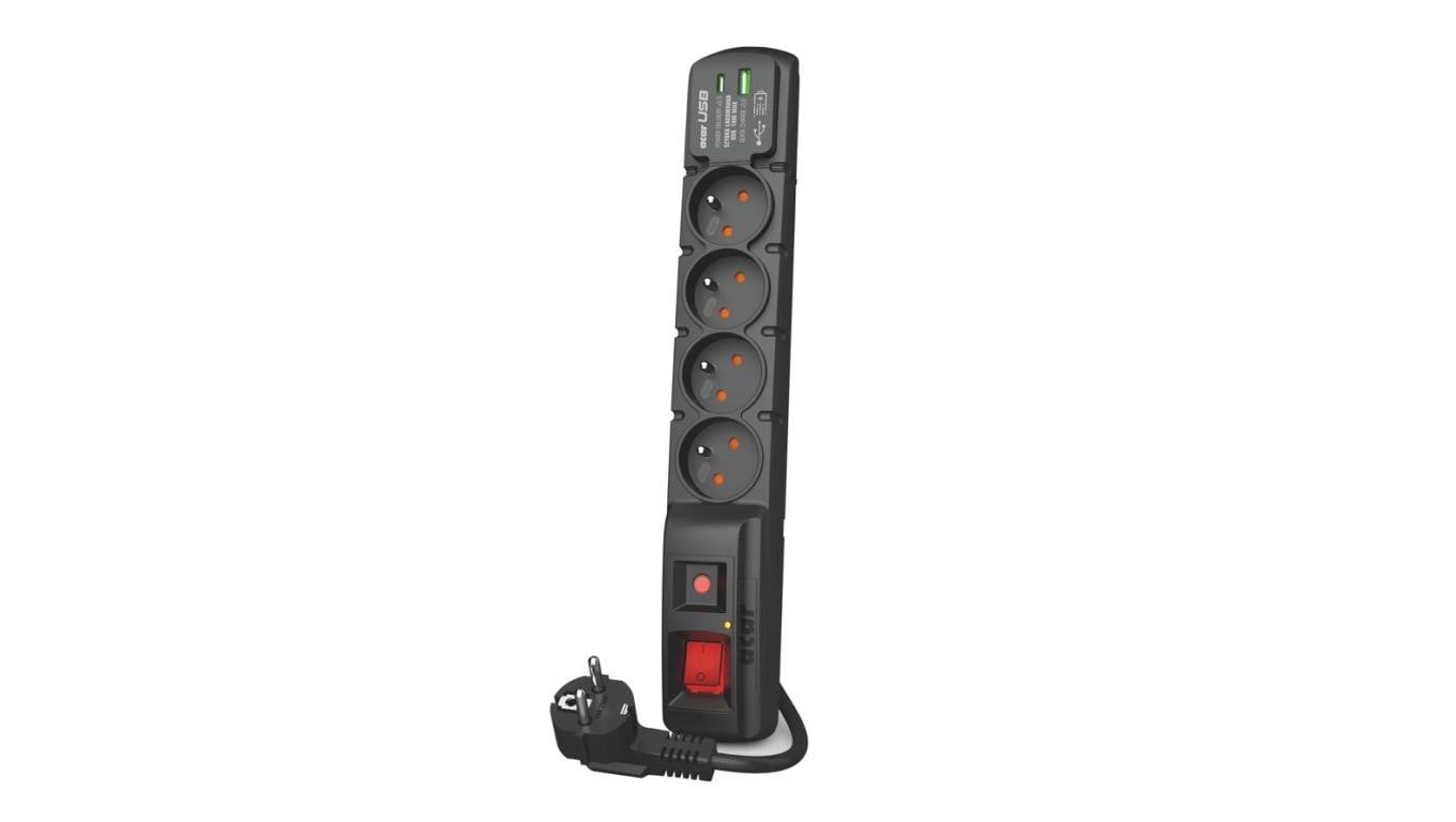 Listwa zasilająca ACAR F4 USB A+C 5M 4X 230V PL PD 3.0 QC czarna W2441