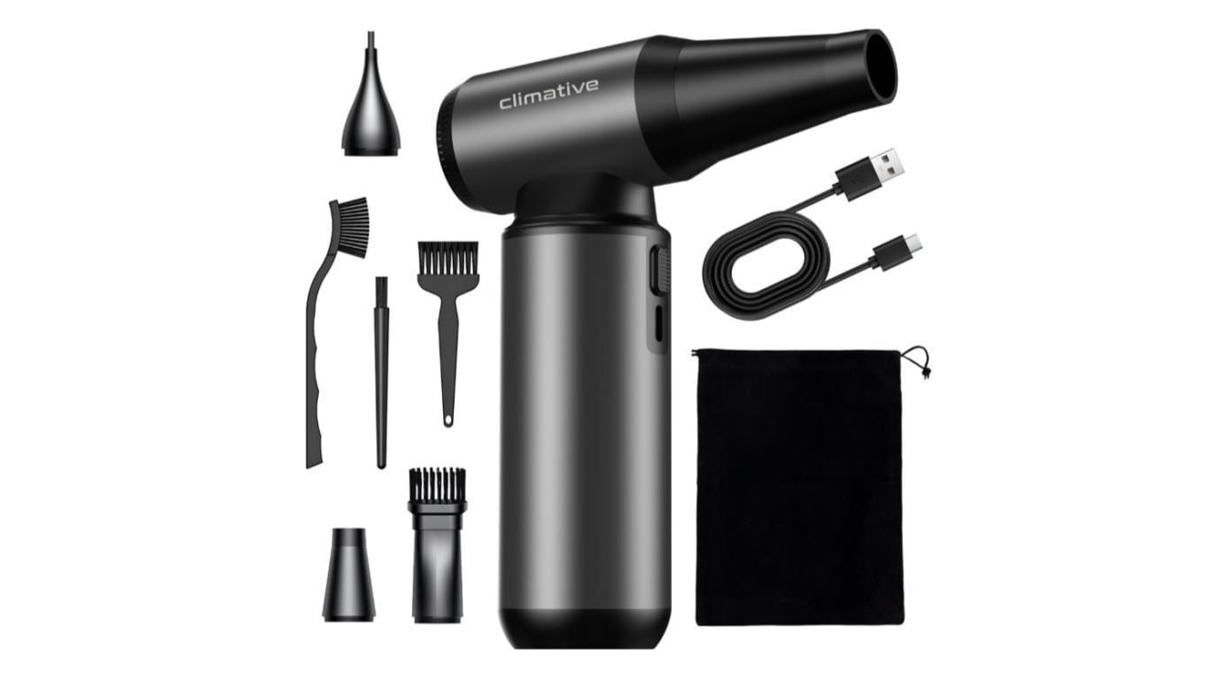 Mocna dmuchawa akumulatorowa TJF01 180W kompresor sprężone powietrze LED
