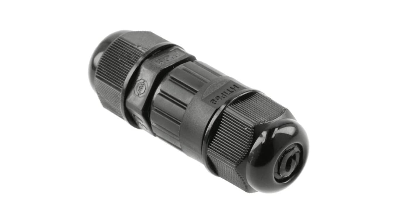 Mufa kablowa z dławikami na kable do 3x0,5-1,0mm2 hermetyczna IP65 prosta czarna GTV