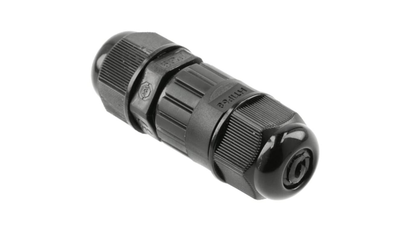 Mufa kablowa z dławikami na kable do 3x0,5-1,0mm2 hermetyczna IP65 prosta czarna GTV