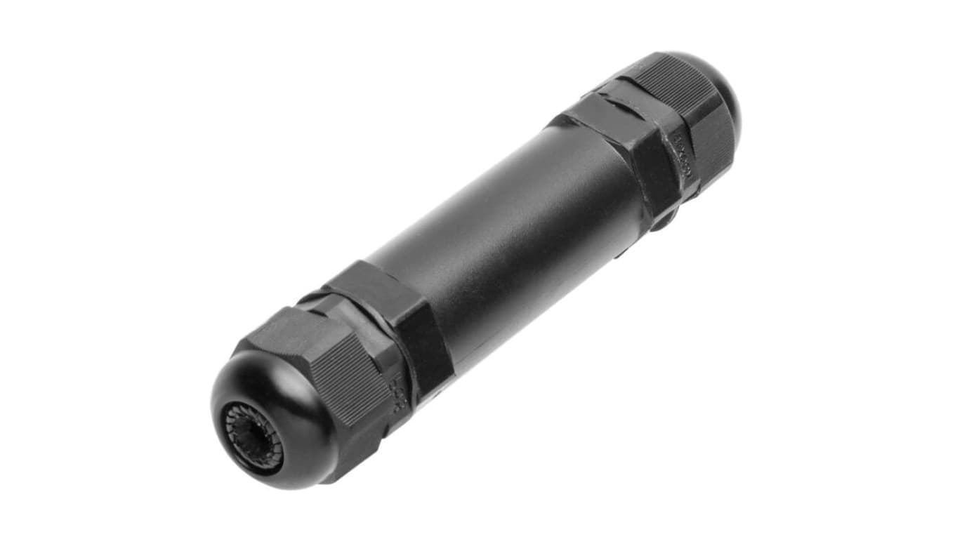Mufa kablowa z dławikami na kable do 3x1,5mm2 hermetyczna IP68 prosta czarna GTV