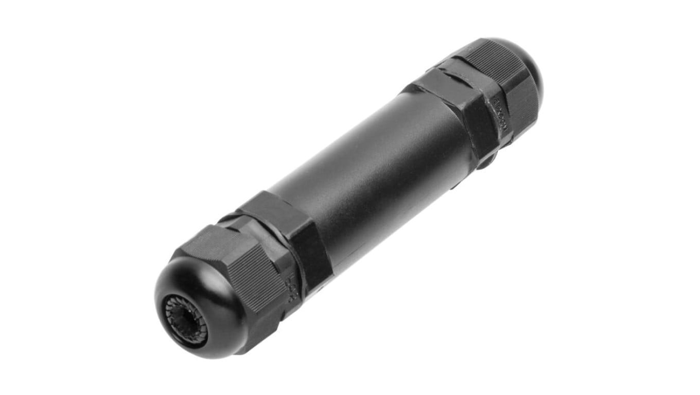 Mufa kablowa z dławikami na kable do 3x1,5mm2 hermetyczna IP68 prosta czarna GTV