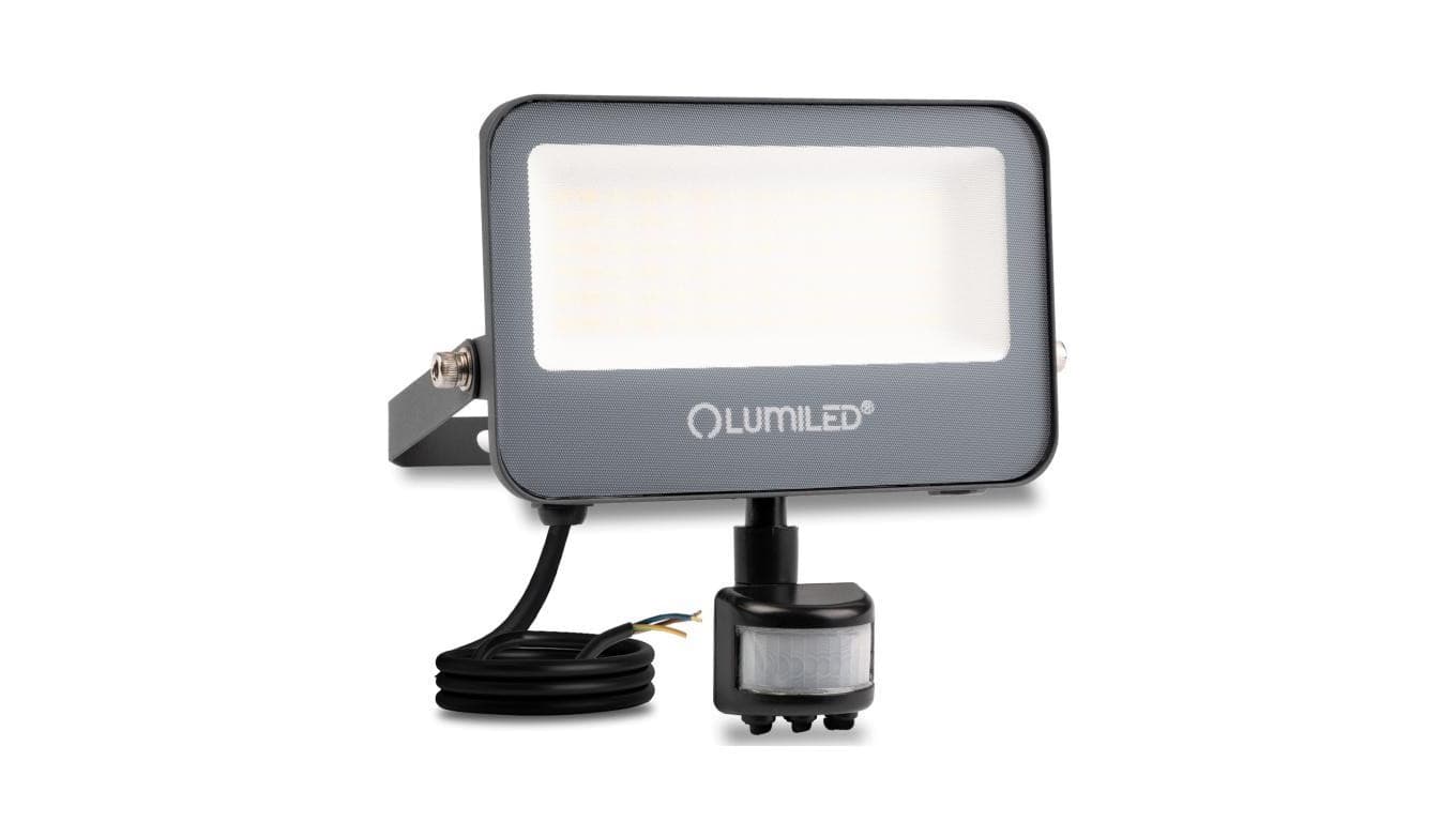 Naświetlacz LED LUMILED TRINOX 30W 3300lm CCT IP65 Szary Czujnik Ruchu i Zmierzchu Klasa E 3 Lata Gwarancji