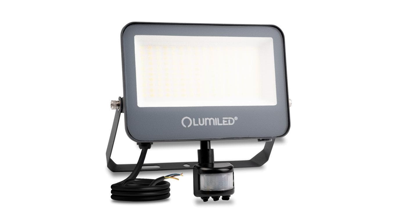 Naświetlacz LED LUMILED TRINOX 50W 5500lm CCT IP65 Szary Czujnik Ruchu i Zmierzchu Klasa E 3 Lata Gwarancji