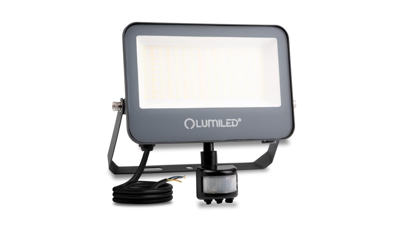 Naświetlacz LED LUMILED TRINOX 50W 5500lm CCT IP65 Szary Czujnik Ruchu i Zmierzchu Klasa E 3 Lata Gwarancji