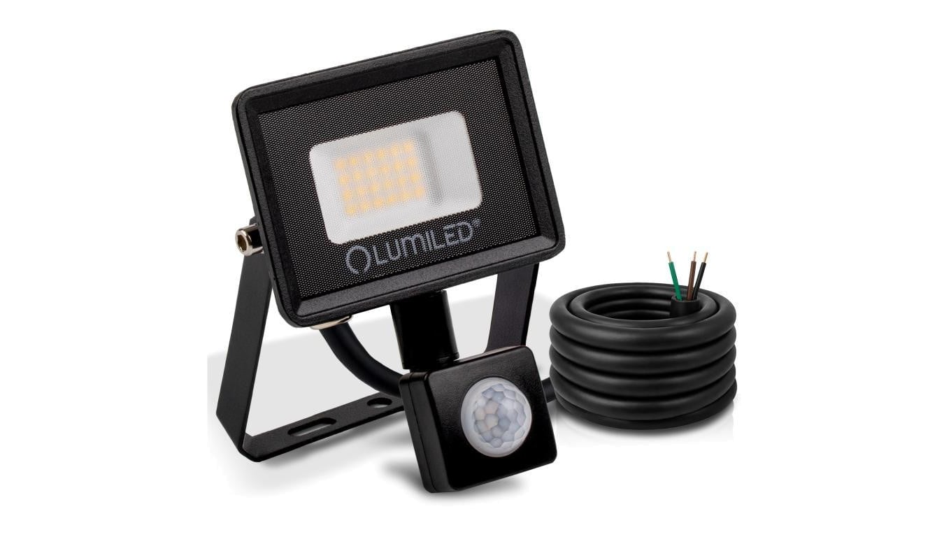 Naświetlacz LED LUMILED ZONER 20W 1800LM 4000K IP44 Czarny Czujnik Ruchu Klasa F 3 Lata Gwarancji