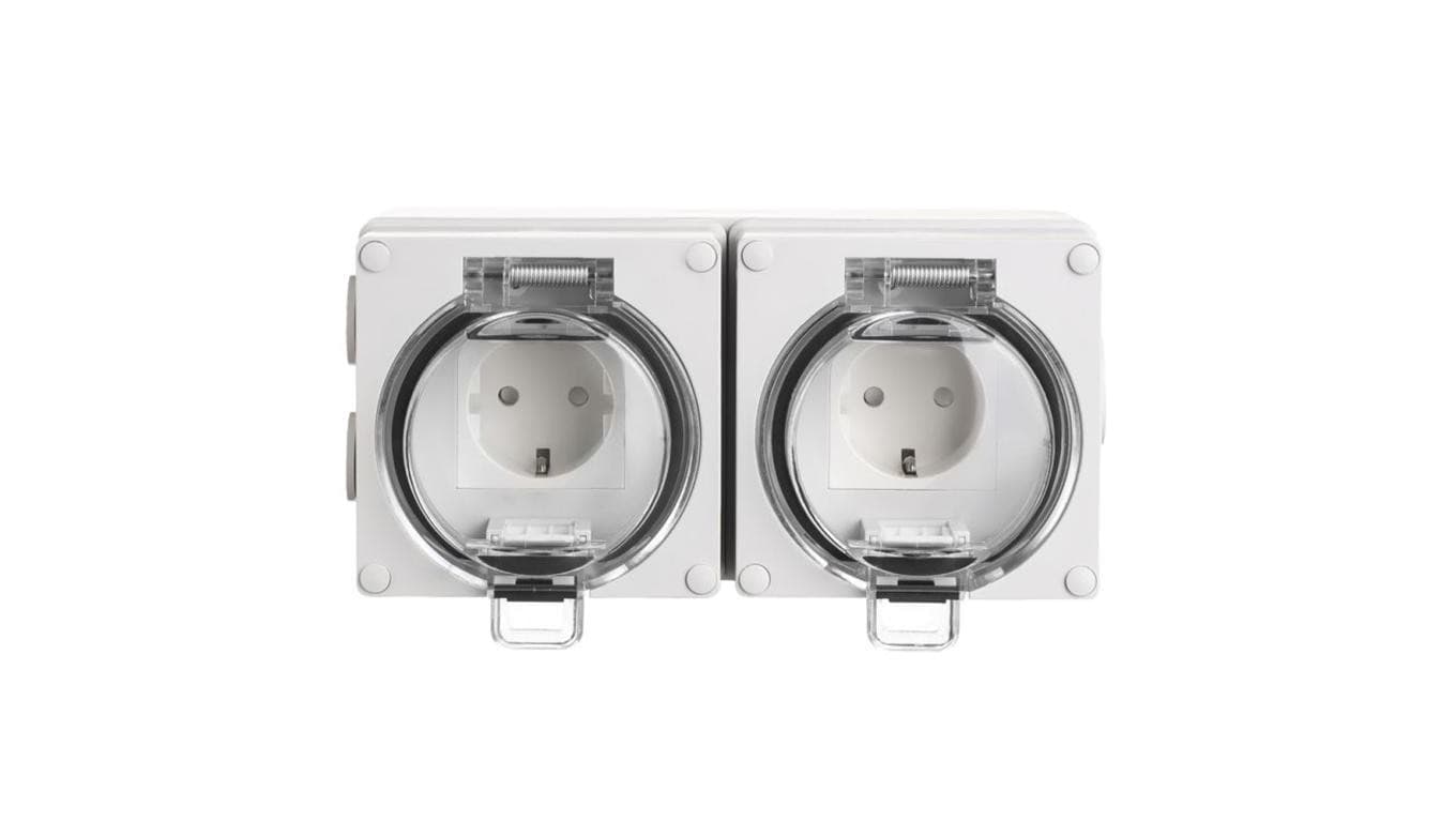 OYSTER IP66 2xgniazdo wtyczkowe w obudowie hermetycznej 16A/250V szary 6185-42