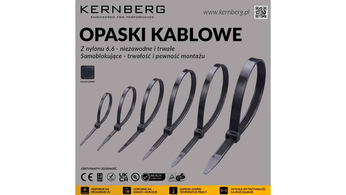 Opaska Kablowa TKUV 200x3,6 Czarna UV / 100 szt. /