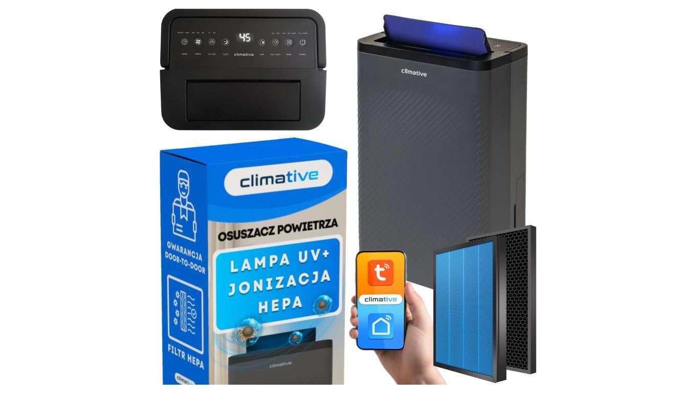 Osuszacz powietrza 24l pochłaniacz wilgoci 2w1 Nexi UV ION WiFi HEPA 50m²