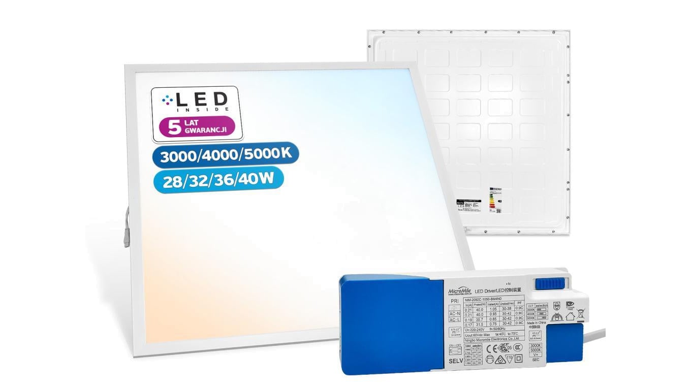 Panel podtynkowy LED 60x60 Almach CCT 28/32/36/40W 3000/4000/5000K