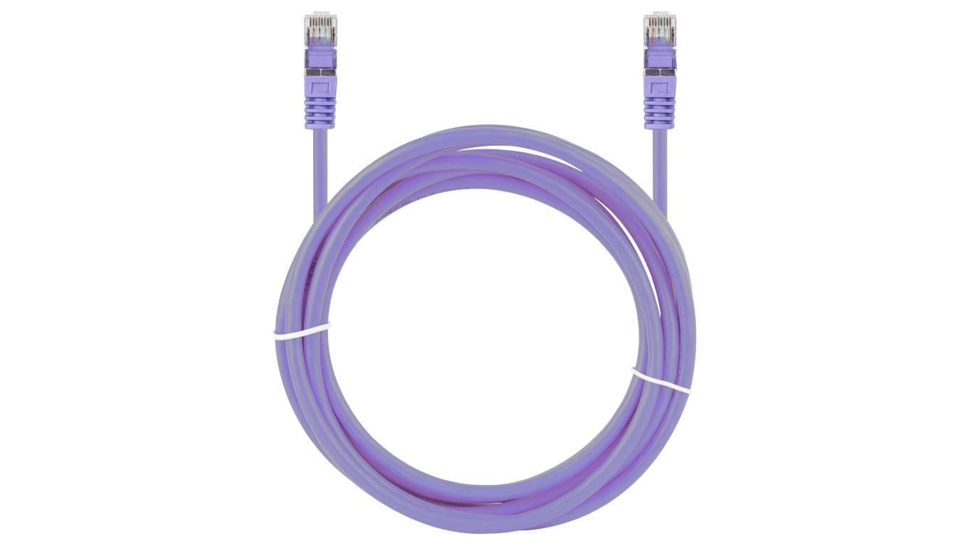 Patchcord S/FTP kat.6A PiMF kabel sieciowy LAN 2x RJ45 linka LSOH fioletowy 1m NEKU
