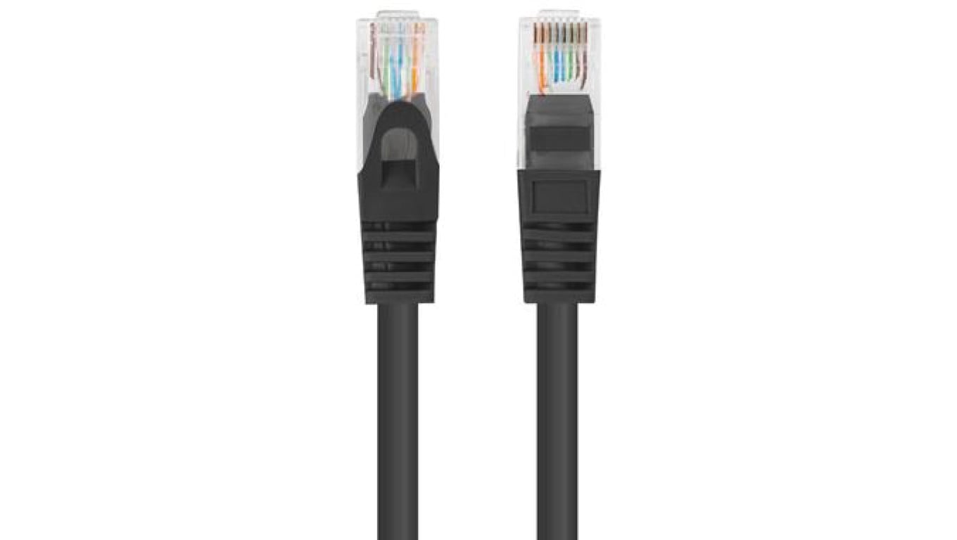 Patchcord UTP kat.5e kabel sieciowy LAN 2x RJ45 linka czarny 0,25m LANBERG 10szt.