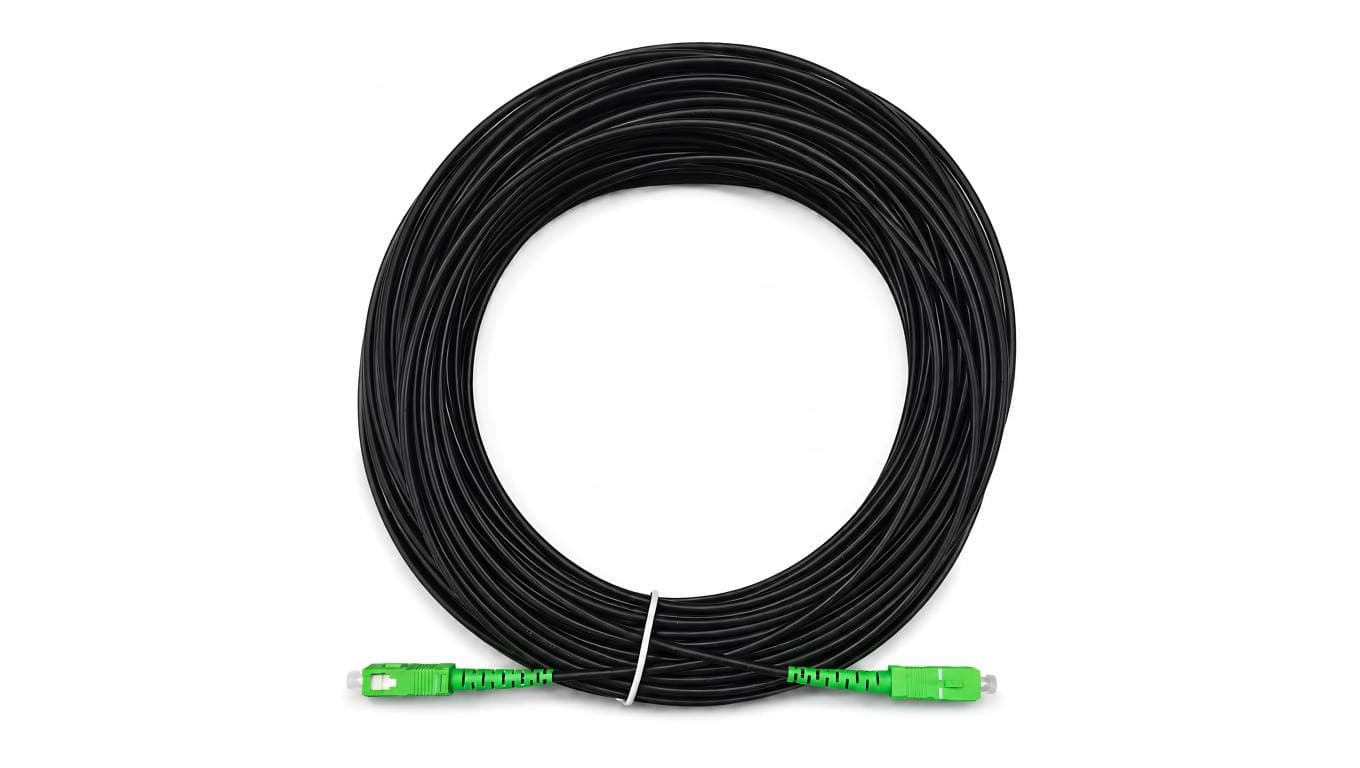 Patchcord światłowodowy SM SC/APC-SC/APC simplex 3mm G657A2 bezhalogenowy LSOH zewnętrzny DROP czarny 40m NEKU