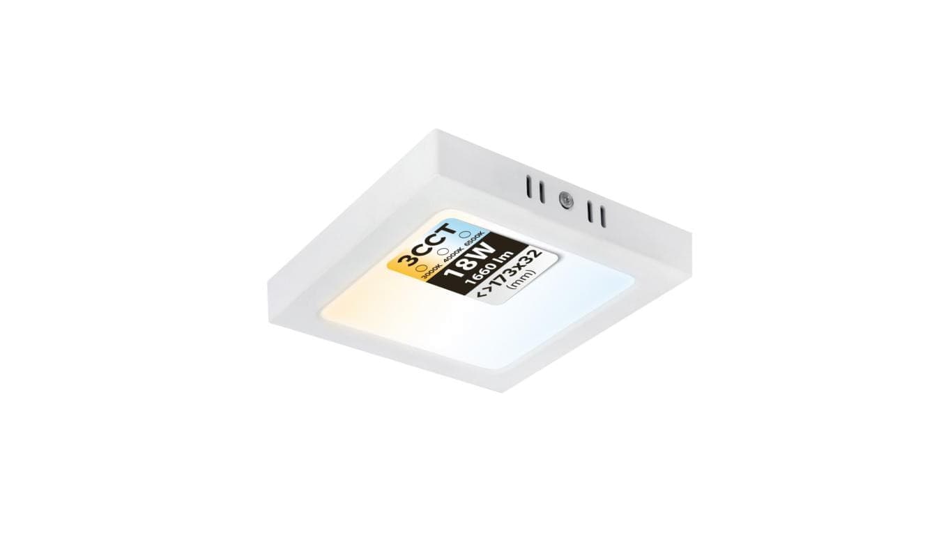 Plafon LED 18W, 1660lm, 3CCT, IP20, kwadratowy, biały, SELENA HOROZ
