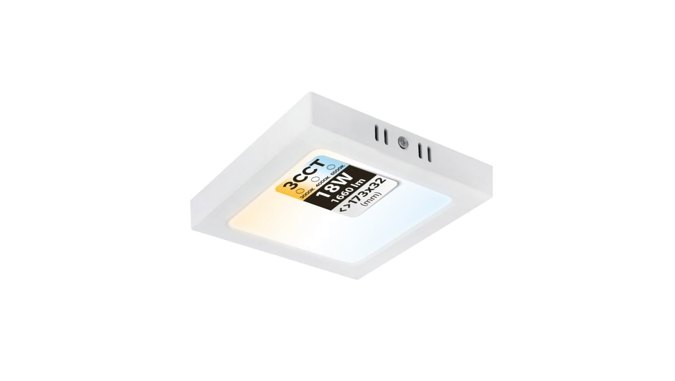 Plafon LED 18W, 1660lm, 3CCT, IP20, kwadratowy, biały, SELENA HOROZ