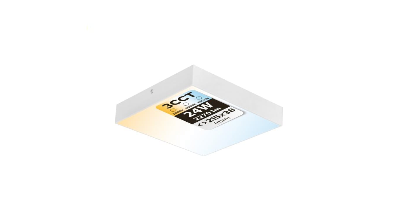 Plafon LED 24W, 2270lm, 3CCT, IP20, kwadratowy, biały, CATALINA/S HOROZ