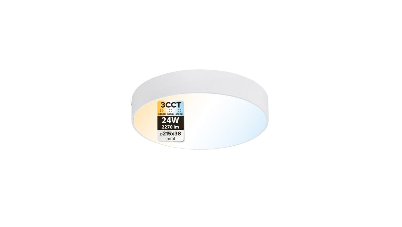 Plafon LED 24W, 2270lm, 3CCT, IP20, okrągły, biały, CATALINA HOROZ