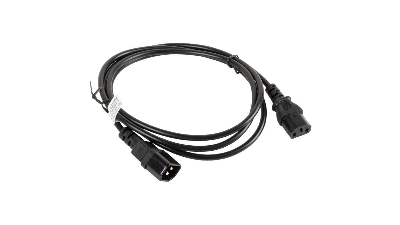 Przedłużacz komputerowy Kabel zasilający (230V 10A) do komputerów i zasilaczy UPS złącza IEC320 (C14 / C13) czarny 1,8m LANBERG