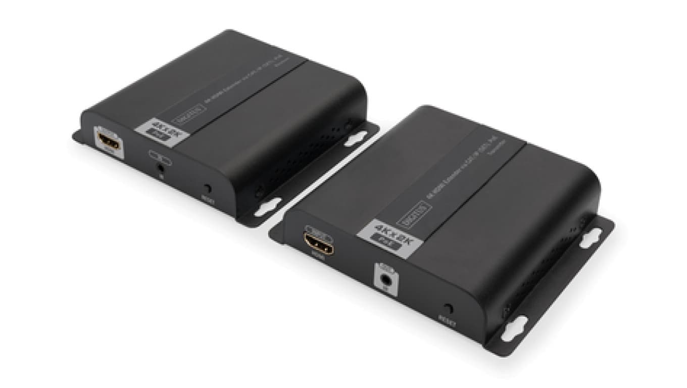 Przedłużacz/Extender HDMI IP/Cat.5/6/7 120m 4K 30Hz UHD PoE HDCP 1.4 IR audio (zestaw) DS-55124