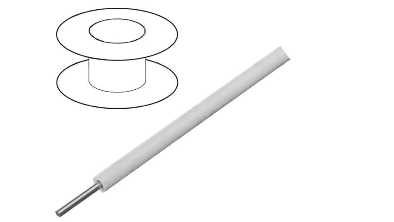 Przewód HookUp Wire d: 30AWG drut Cu PTFE biały 250V 30,5m 2841/1 WH005