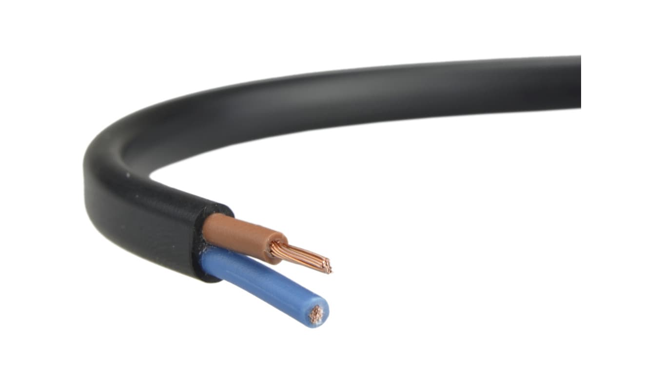 Przewód prądowy H03VVH2-F / OMYp 300V 2x0,5 płaski czarny linka Mercor /100m/