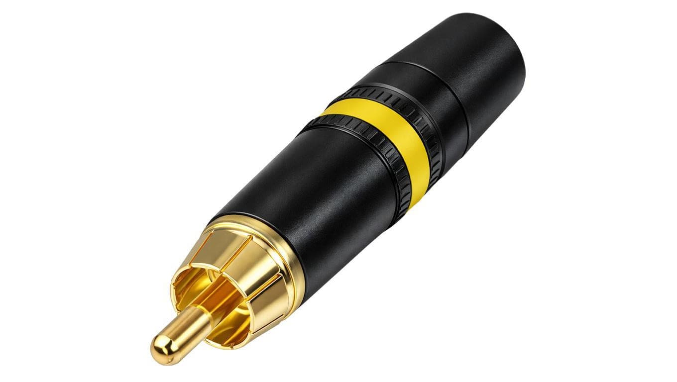 REAN Wtyk RCA Cinch na kabel do 6,1mm pozłacany czarno-zółty NYS373-4