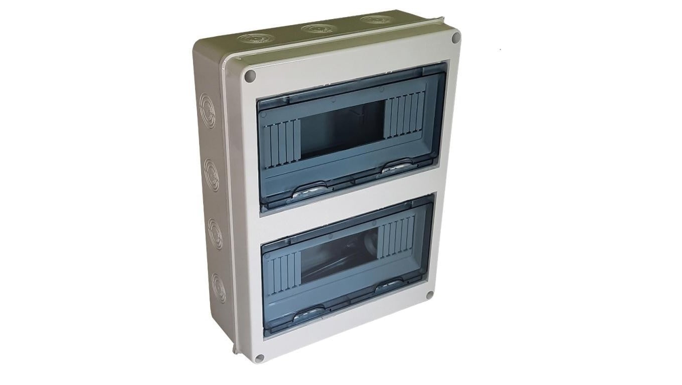 Rozdzielnica natynkowa hermetyczna TH-24 2x12 moduły (690V AC / 1000V DC) IP65 270x350x105mm drzwi transparentne Elpromet
